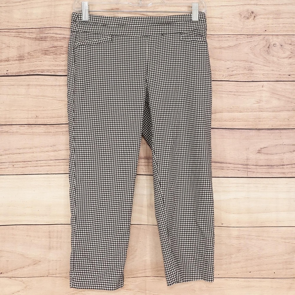 Apt. 9 Pants Womens 6P Black Check Brynn Crop Ponte Slim Ankle Dress 28x19